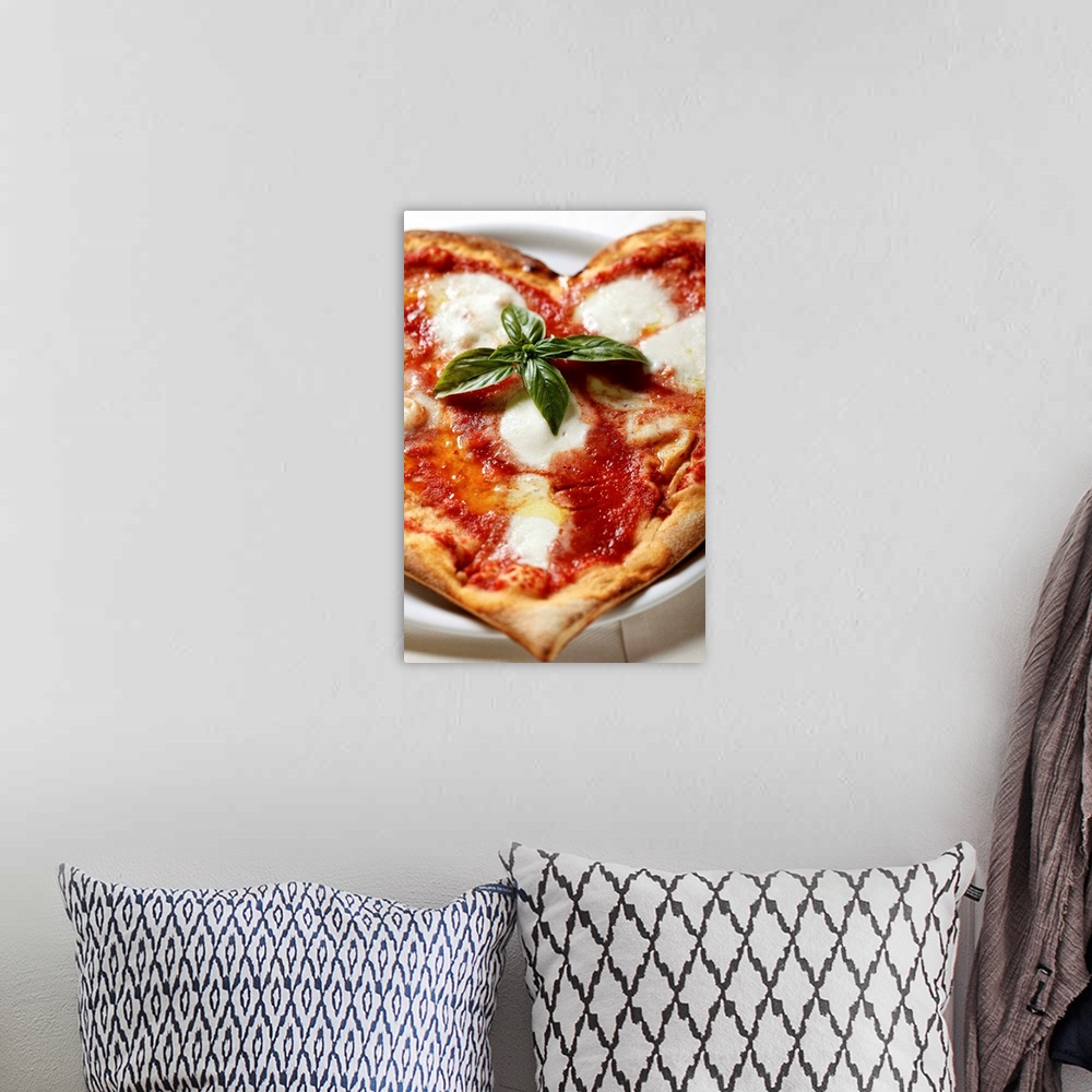 A bohemian room featuring Italy, Sicily, Mediterranean area, Heart shaped pizza margherita