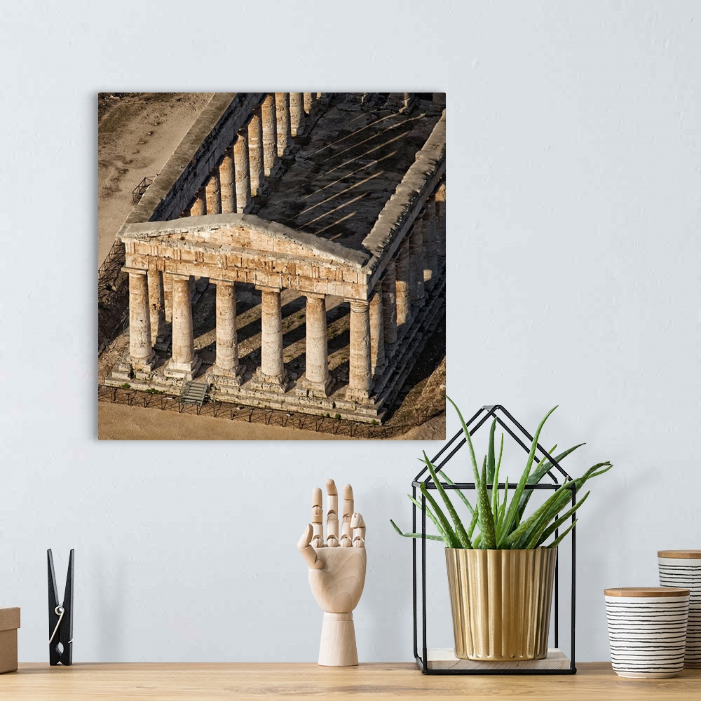 A bohemian room featuring Italy, Sicily, Mediterranean area, Trapani district, Segesta, Temple, aerial view