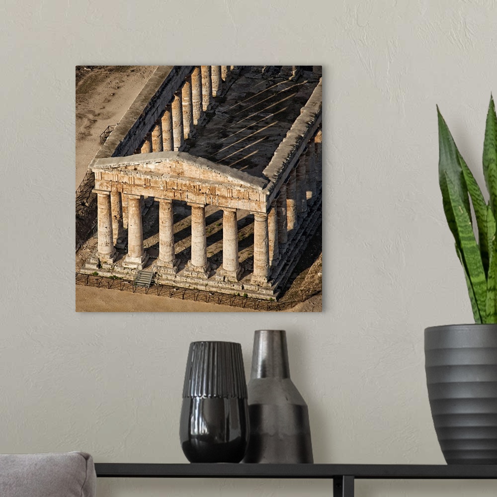 A modern room featuring Italy, Sicily, Mediterranean area, Trapani district, Segesta, Temple, aerial view