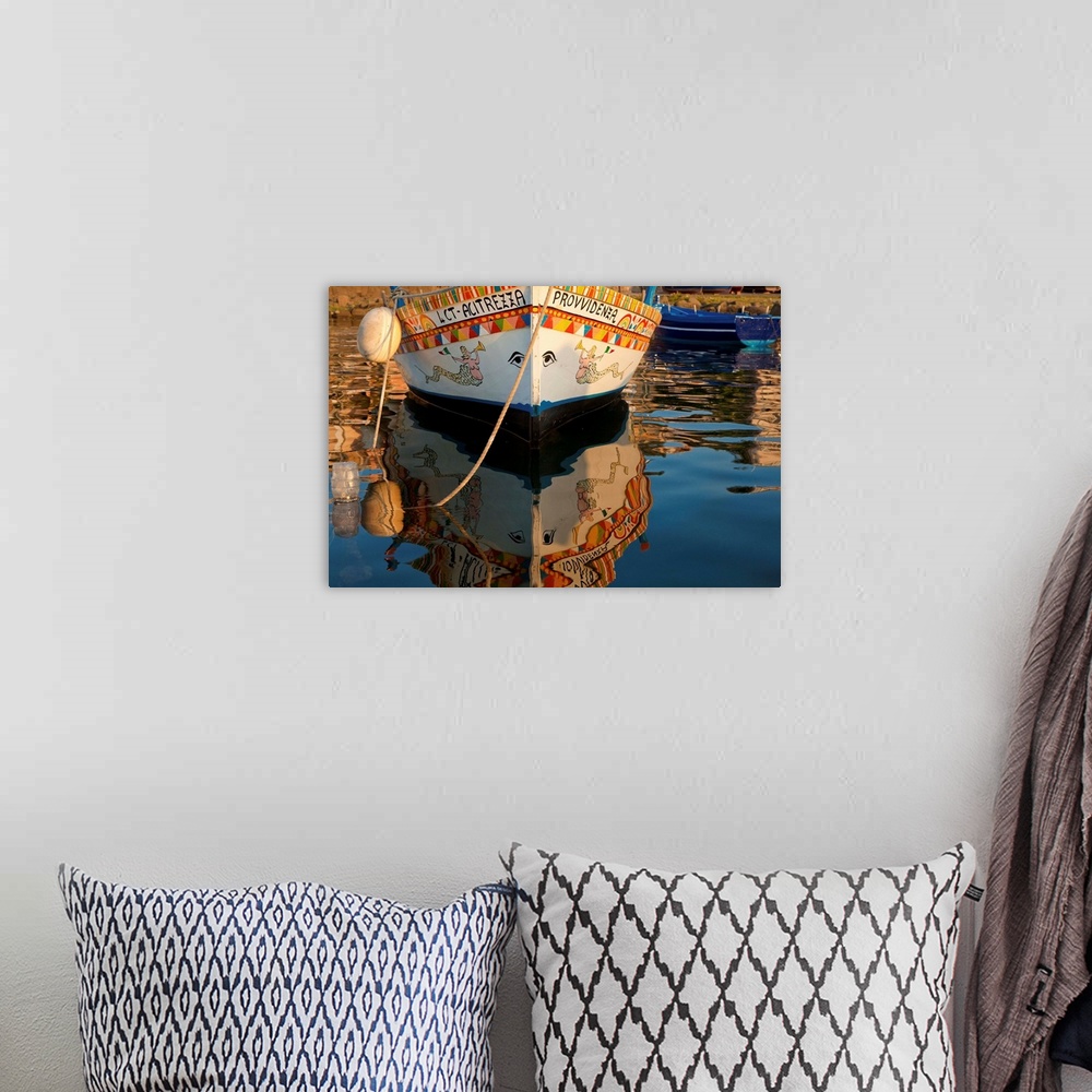 A bohemian room featuring Italy, Sicily, Mediterranean sea, Catania district, Aci Trezza, Boat