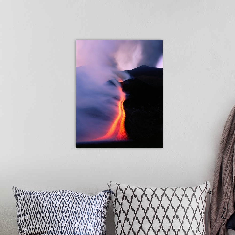 A bohemian room featuring Italy, Sicily, Mt. Etna in eruption