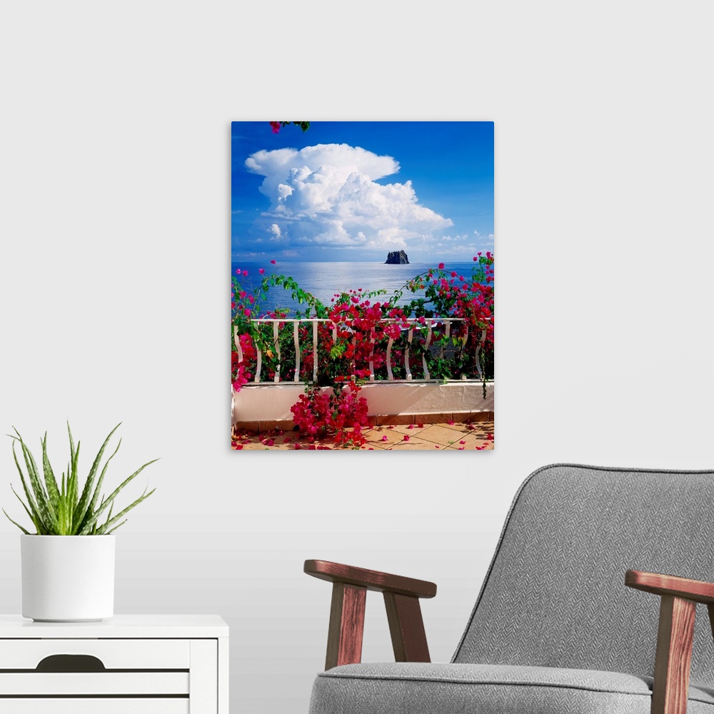 A modern room featuring Italy, Sicily, Stromboli island, view towards Strombolicchio islet