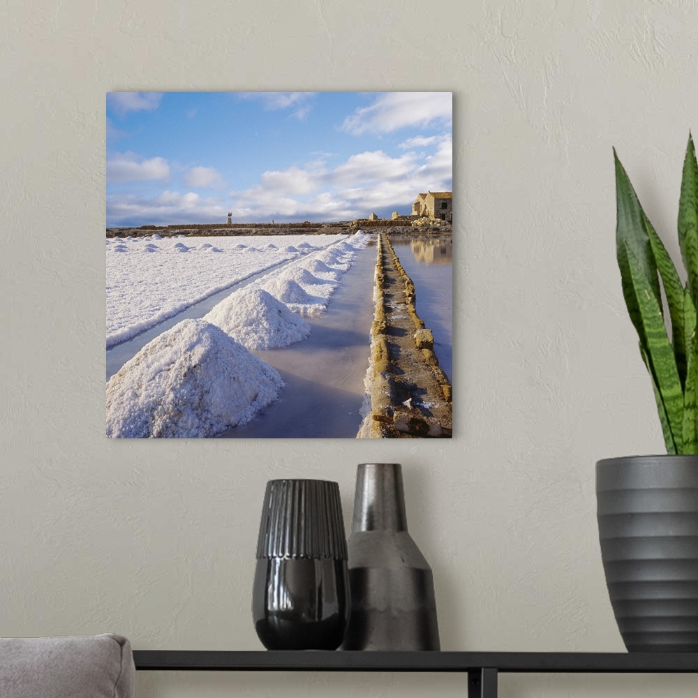 A modern room featuring Italy, Sicily, Trapani, Salt field