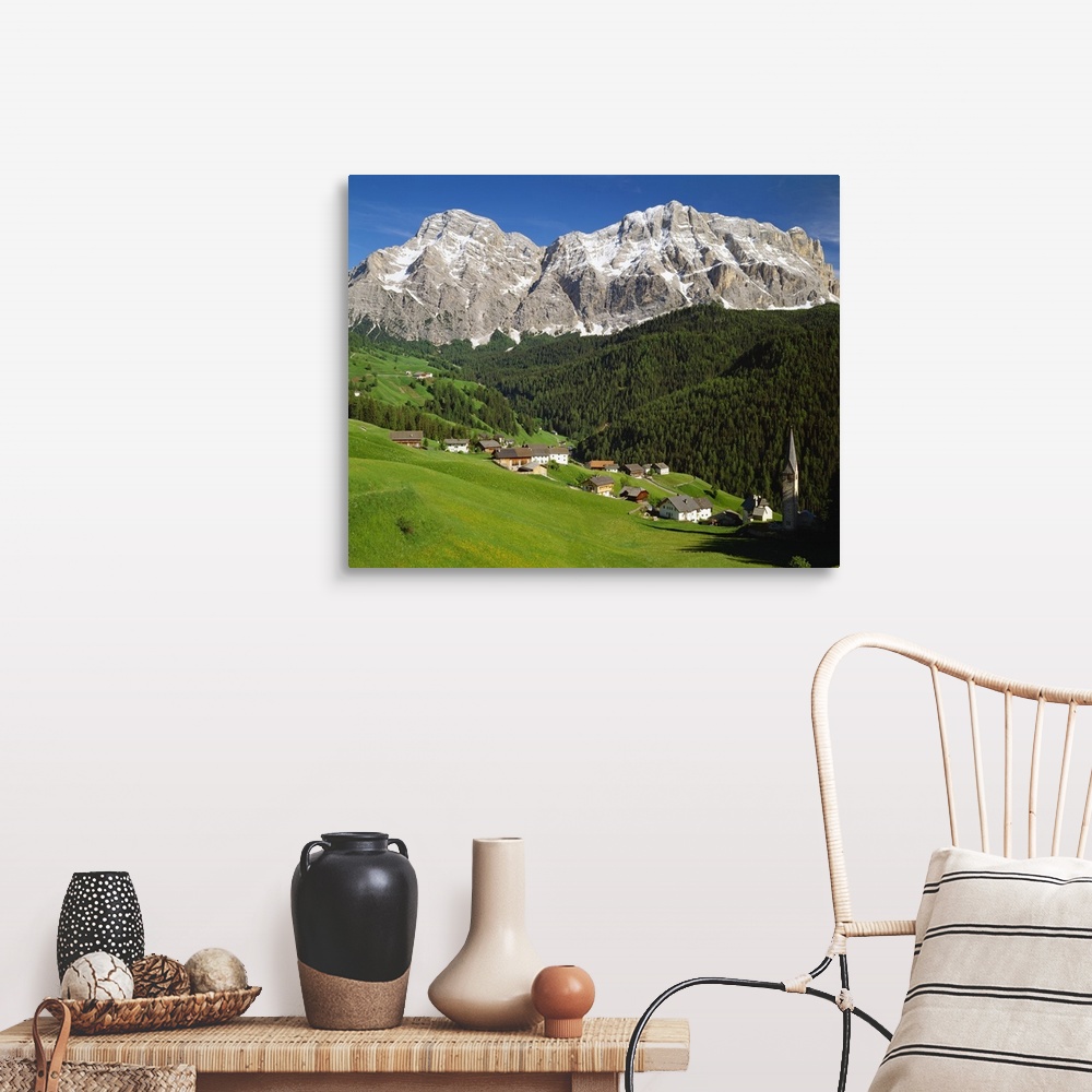 A farmhouse room featuring Italy, South Tyrol, Alta Badia, La Valle (Wengen), view towards Cima Dieci