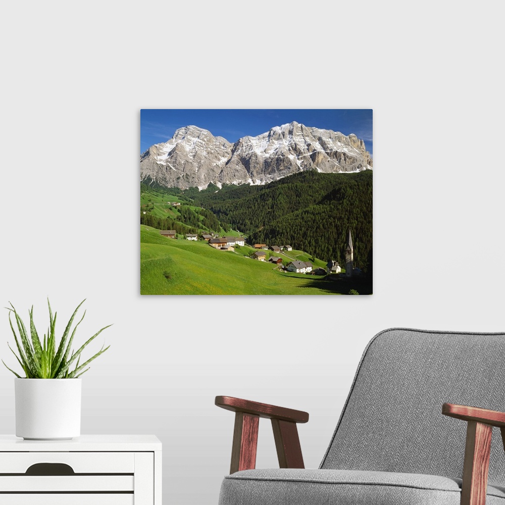 A modern room featuring Italy, South Tyrol, Alta Badia, La Valle (Wengen), view towards Cima Dieci