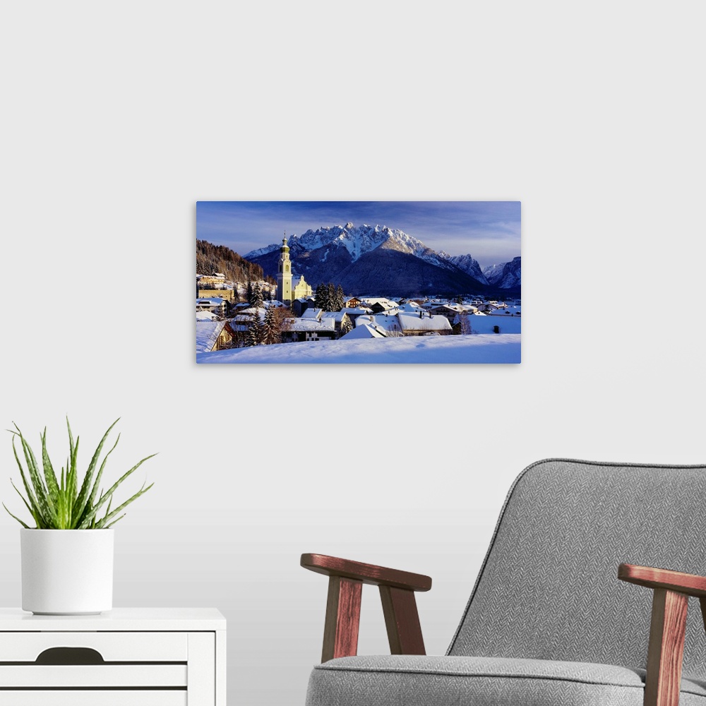A modern room featuring Italy, South Tyrol, Alta Pusteria, Dobbiaco (Toblach) village
