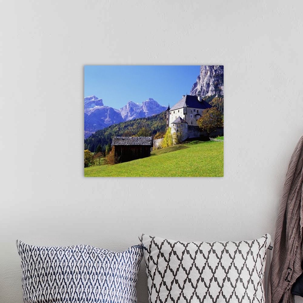 A bohemian room featuring Italy, Trentino-Alto Adige, Alps, Dolomites, Colz castle and Sella mountains