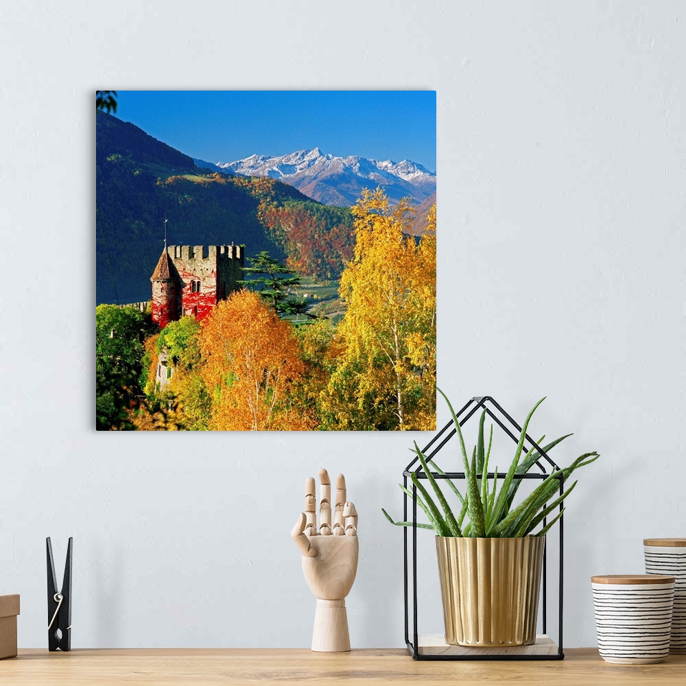 A bohemian room featuring Italy, Trentino-Alto Adige, South Tyrol, Alps, Merano, Tirolo, Fontana castle
