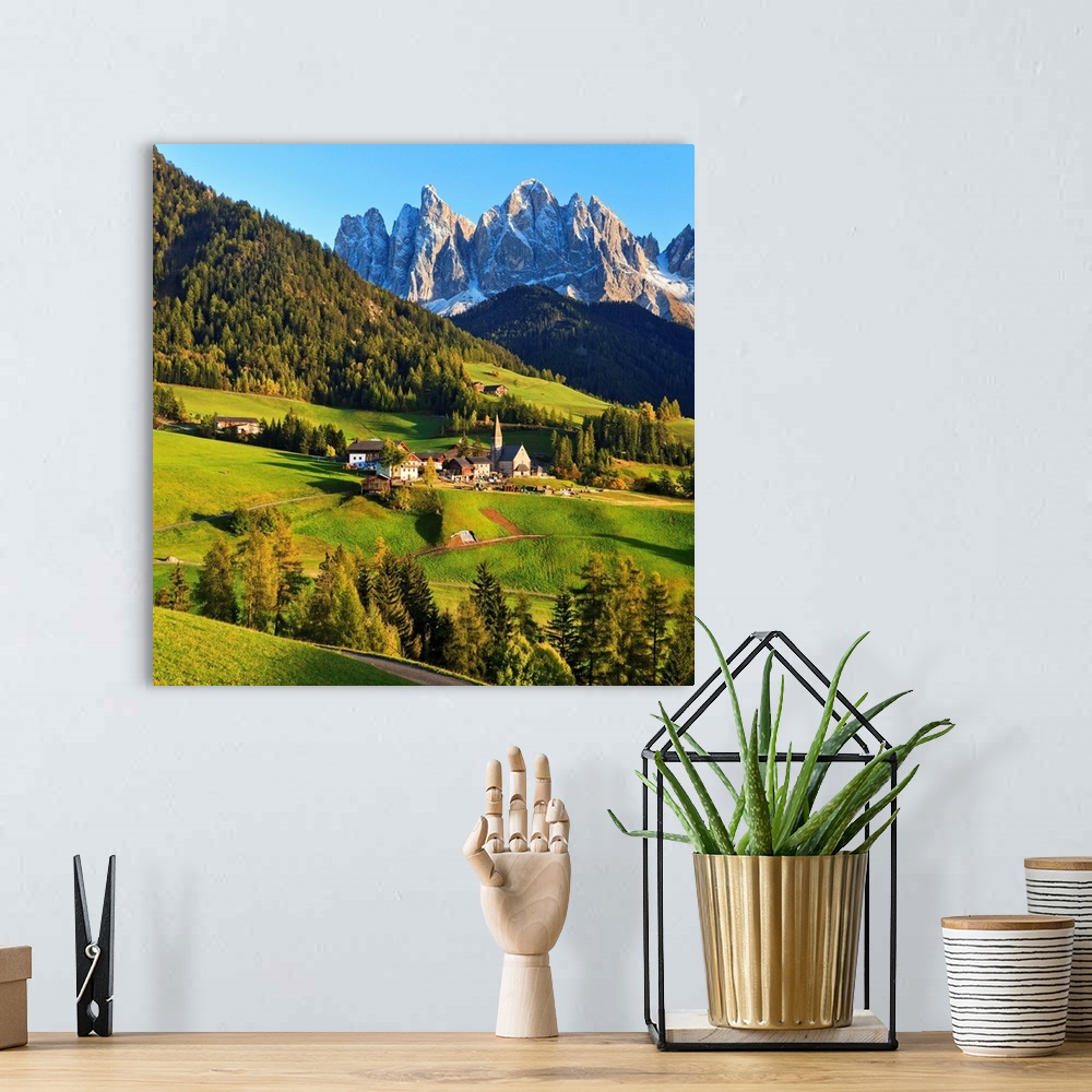 A bohemian room featuring Italy, Trentino-Alto Adige, Bolzano district, South Tyrol, Val di Funes, Santa Maddalena, Alps, D...