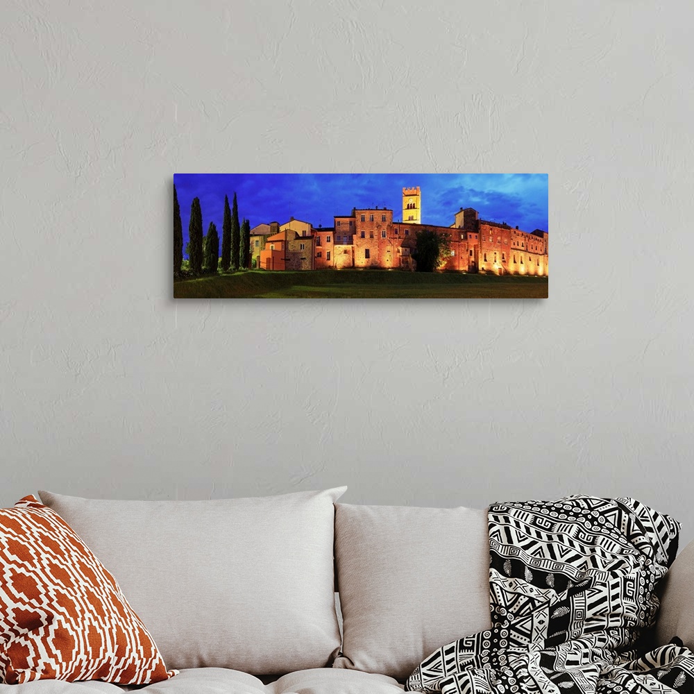 A bohemian room featuring Italy, Tuscany, Altopascio, The old town with evening lights