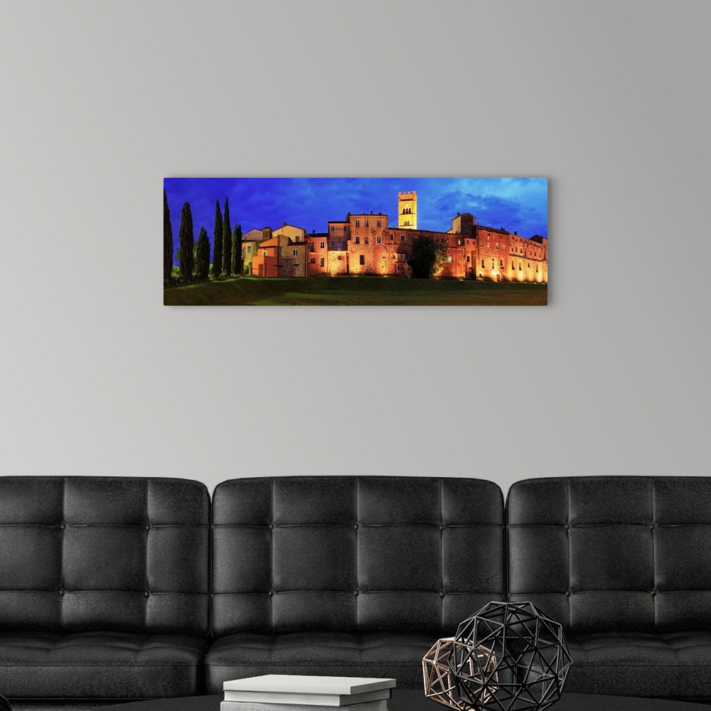A modern room featuring Italy, Tuscany, Altopascio, The old town with evening lights