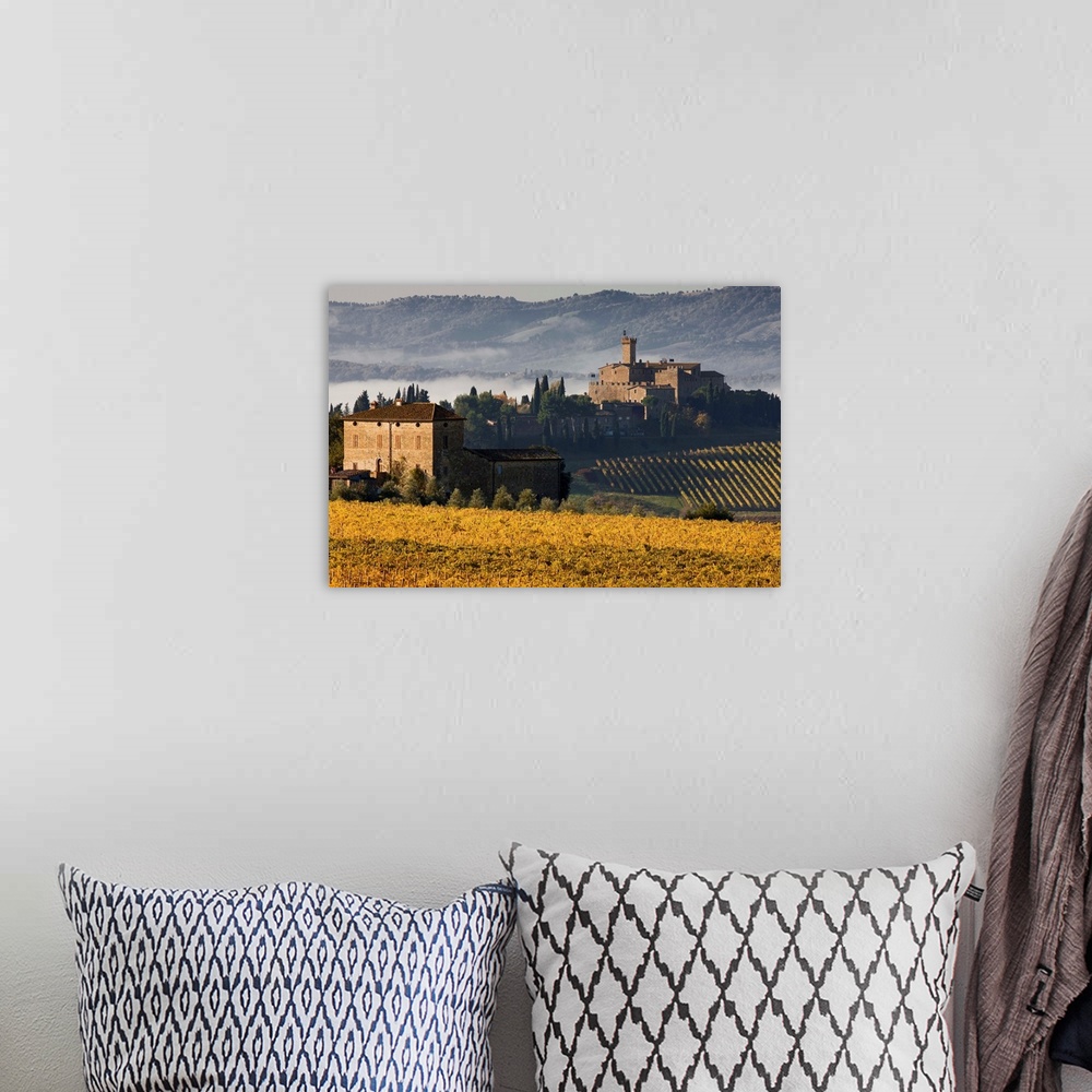 A bohemian room featuring Italy, Tuscany, Mediterranean area, Brunello wine road, Siena district, Orcia Valley, Montalcino,...