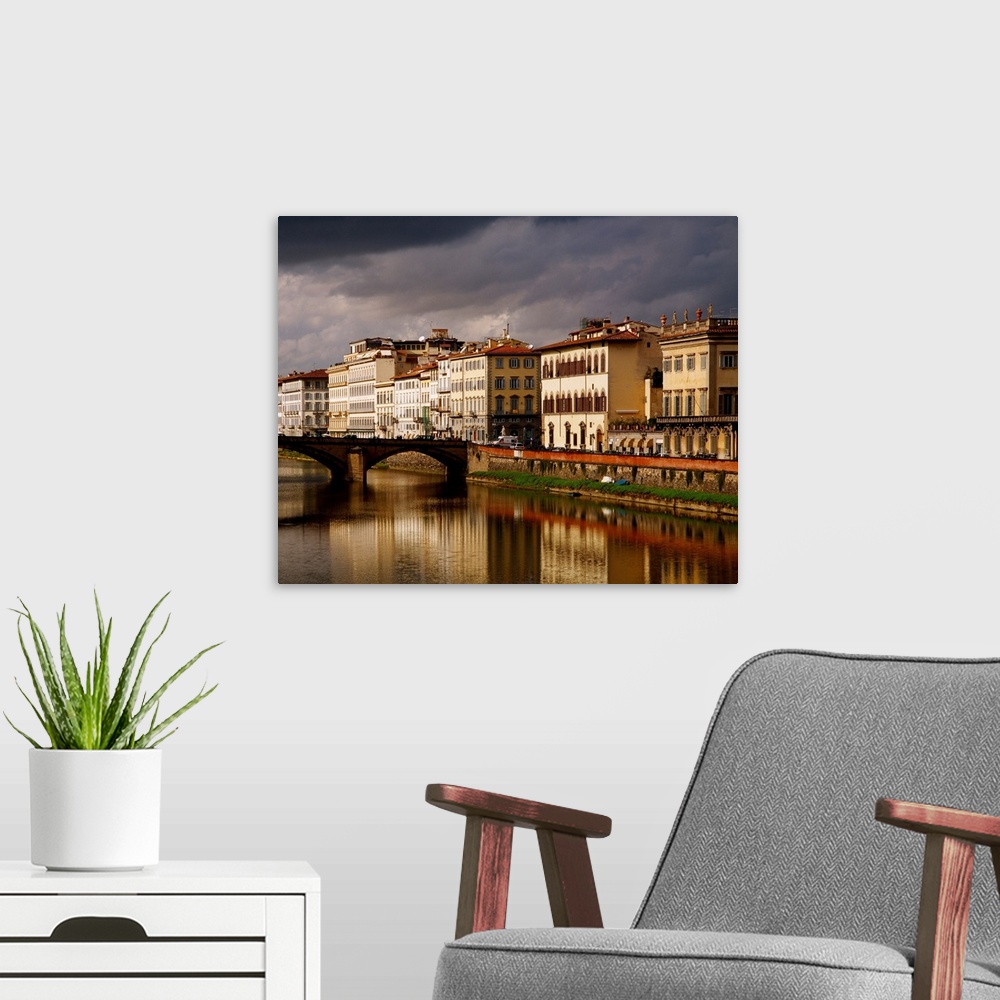 A modern room featuring Italy, Tuscany, Florence, Buildings along the River Arno