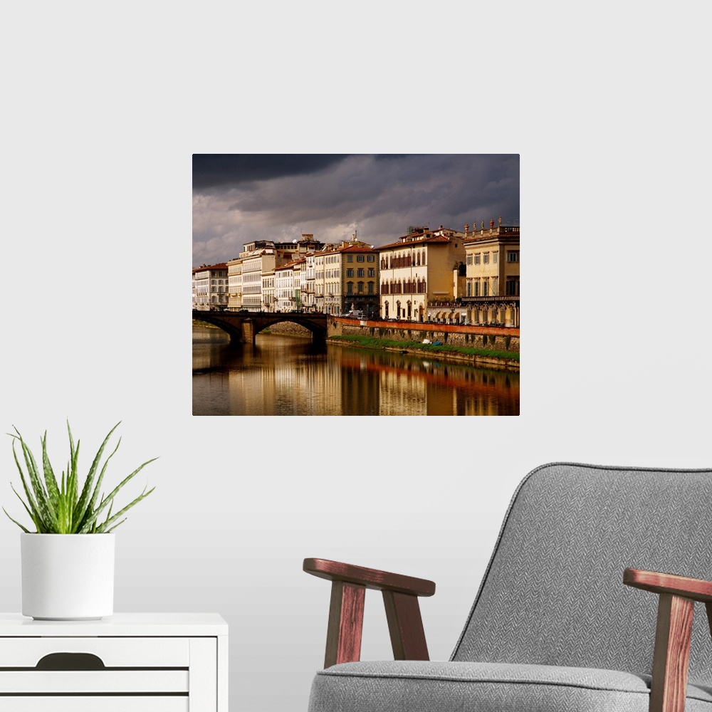 A modern room featuring Italy, Tuscany, Florence, Buildings along the River Arno