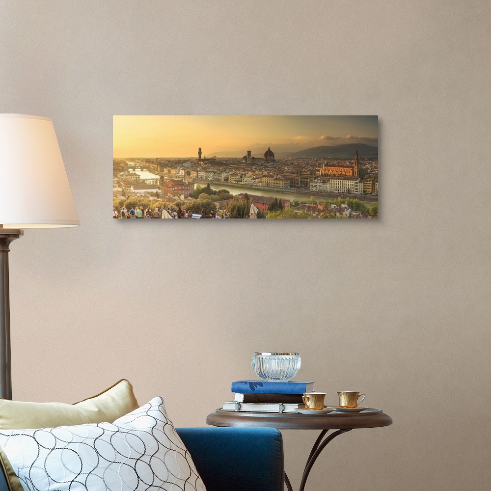 A traditional room featuring Italy, Tuscany, Firenze district, Florence, Cityscape with Palazzo Vecchio and the Cathedral (Duo...