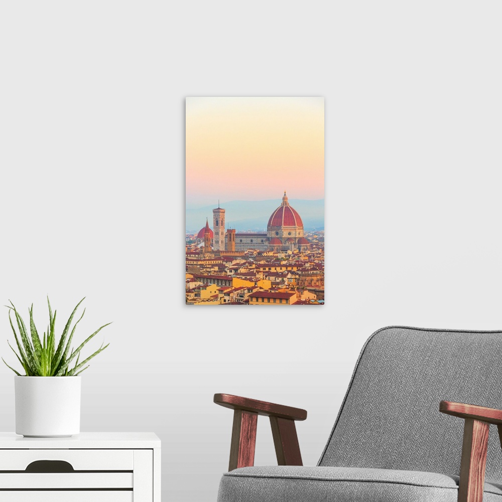 A modern room featuring Italy, Tuscany, Firenze district, Florence, Duomo Santa Maria del Fiore, Florence Cathedral at su...