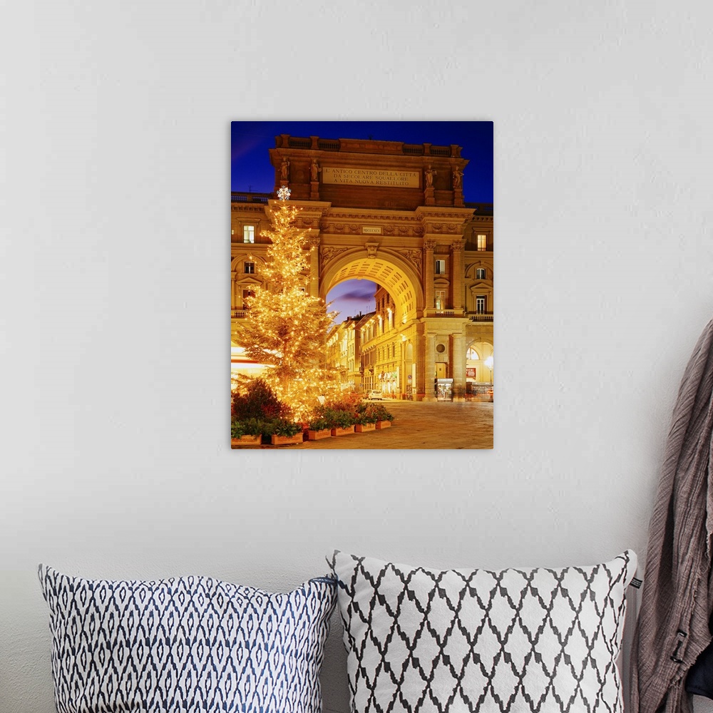 A bohemian room featuring Italy, Tuscany, Florence, Piazza della Repubblica, Christmas tree in the square