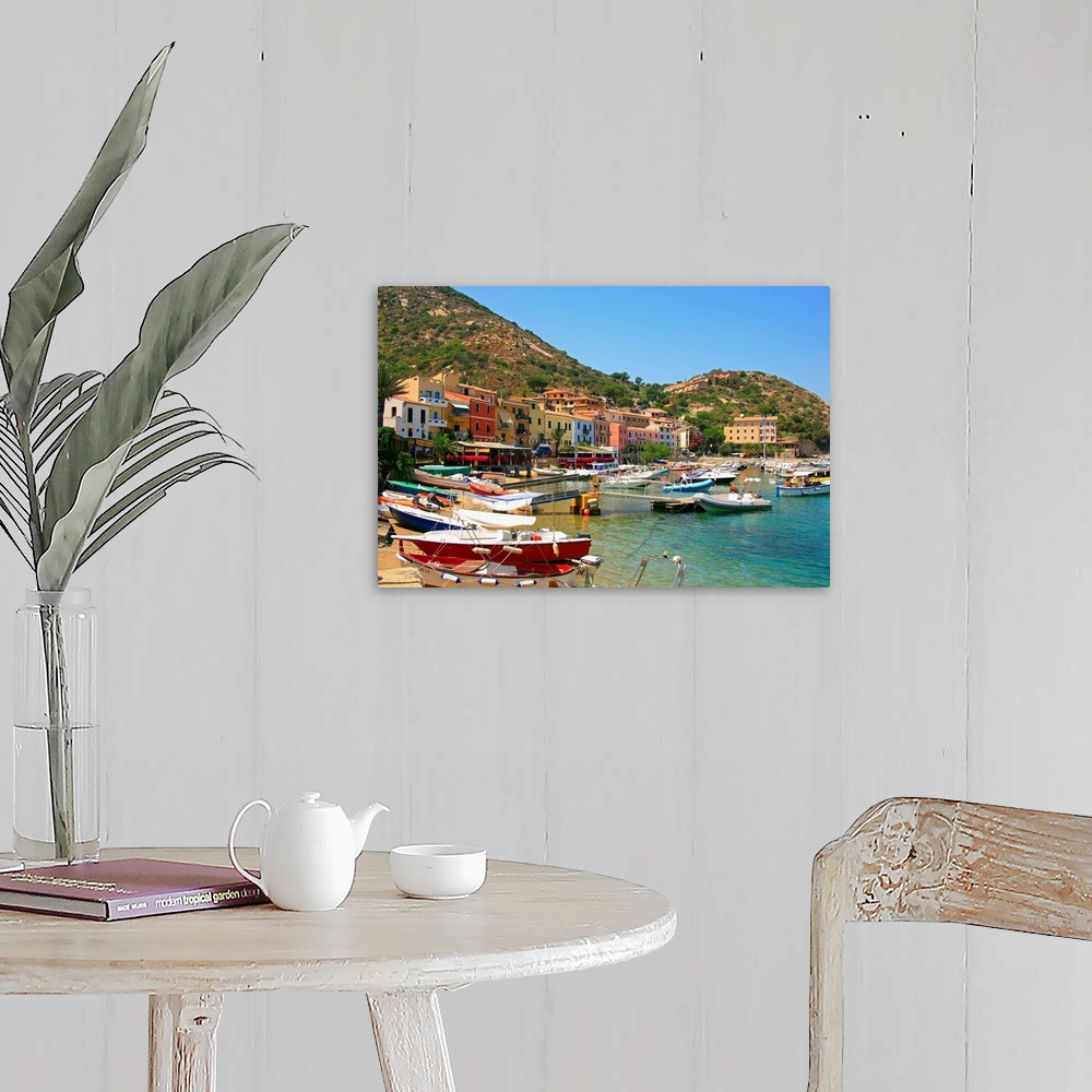 A farmhouse room featuring Italy, Italia, Tuscany, Toscana, Isola del Giglio, Giglio Porto village, the harbour