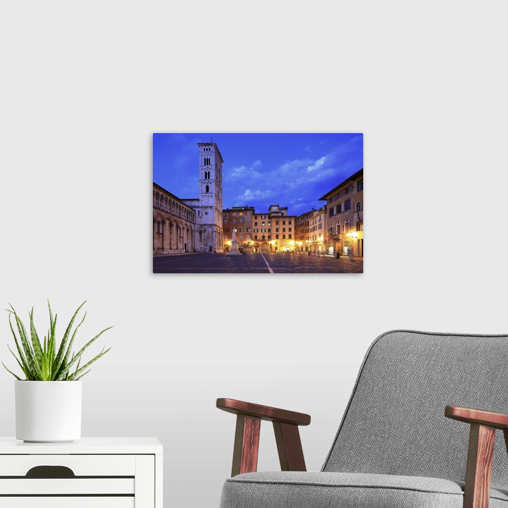 A modern room featuring Italy, Tuscany, Lucca, Piazza San Michele, bell tower of the Church of San Michele