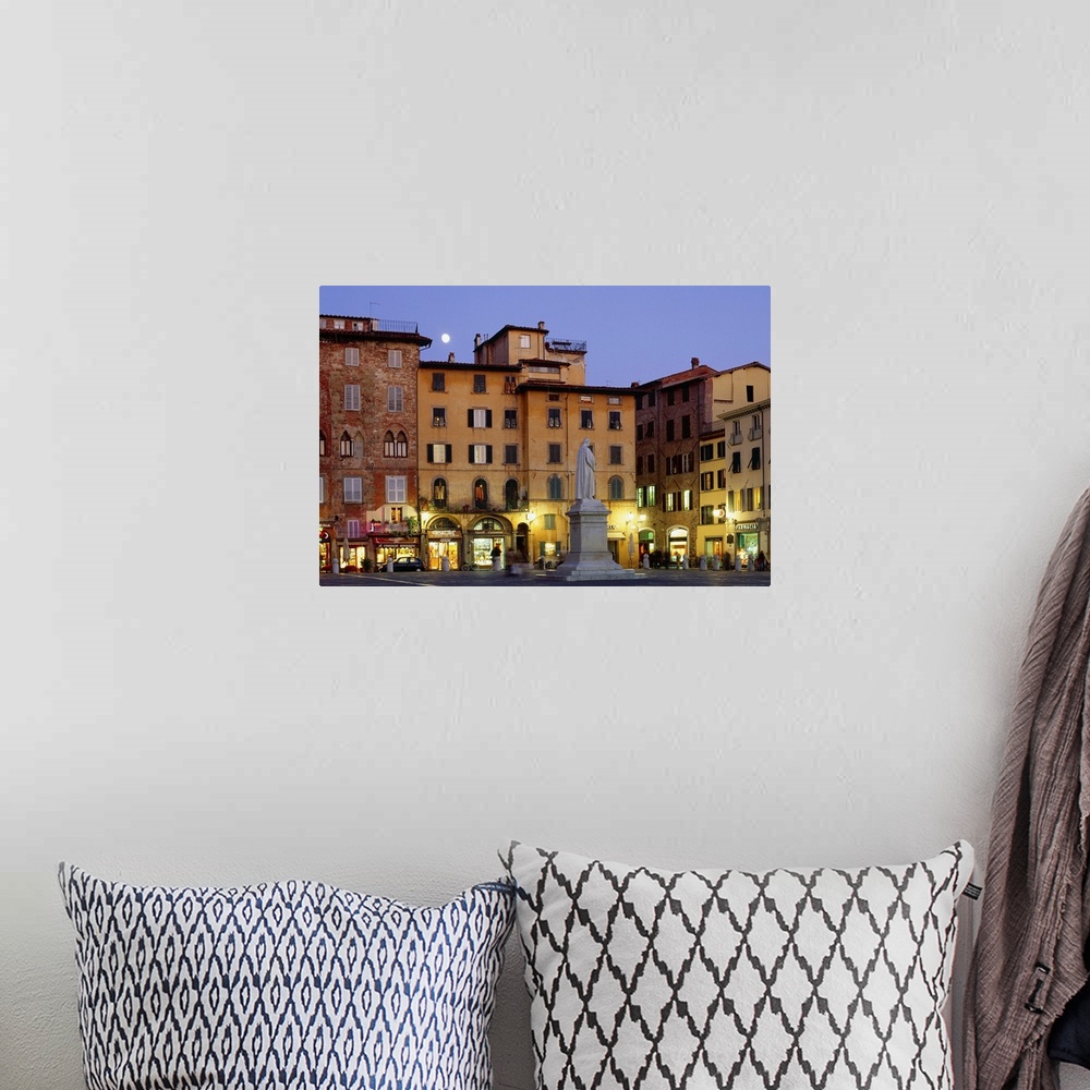 A bohemian room featuring Italy, Tuscany, Lucca, Twilight in Piazza San Michele, town square
