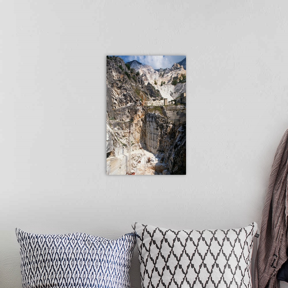 A bohemian room featuring Italy, Tuscany, Massa-Carrara district, Carrara, Marble quarry near Torano