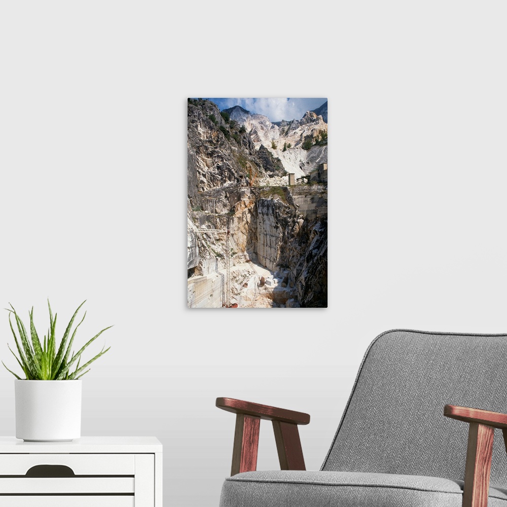 A modern room featuring Italy, Tuscany, Massa-Carrara district, Carrara, Marble quarry near Torano