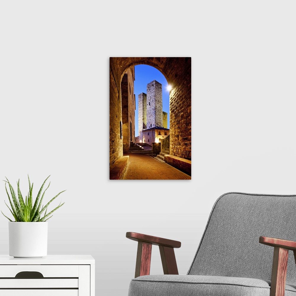 A modern room featuring Italy, Tuscany, Mediterranean area, Siena district, Val d'Elsa, San Gimignano, Old town