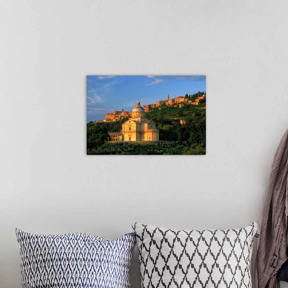 A bohemian room featuring Italy, Tuscany, Montepulciano, Temple of Madonna di San Biagio