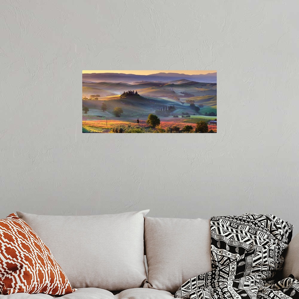 A bohemian room featuring Italy, Tuscany, Orcia Valley, San Quirico d'Orcia, Casolare belvedere