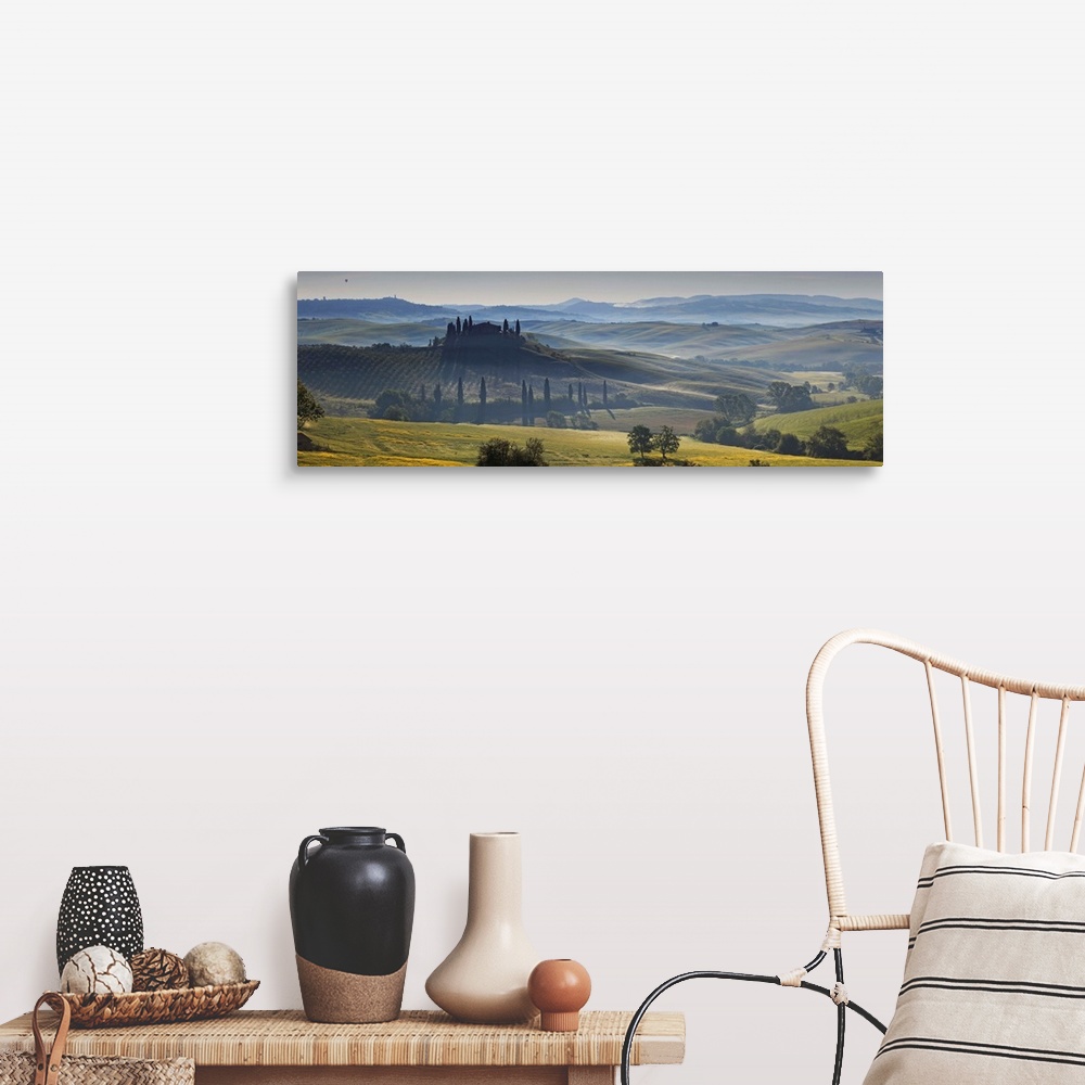 A farmhouse room featuring Italy, Tuscany, Orcia Valley, San Quirico d'Orcia, Casolare belvedere