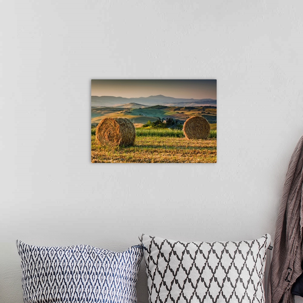 A bohemian room featuring Italy, Tuscany, Orcia Valley, Typical countryside near San Quirico d'Orcia