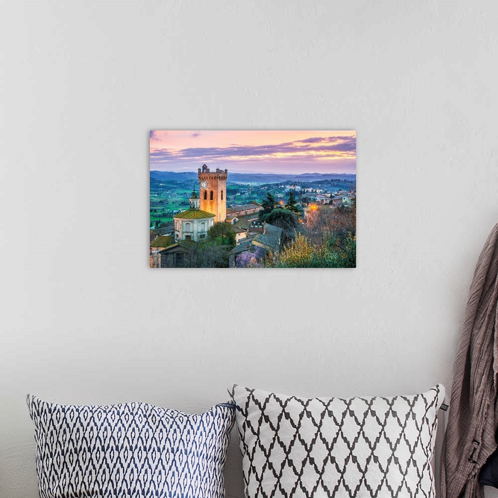 A bohemian room featuring Italy, Tuscany, Pisa district, San Miniato, View of the Torre di Matilde.