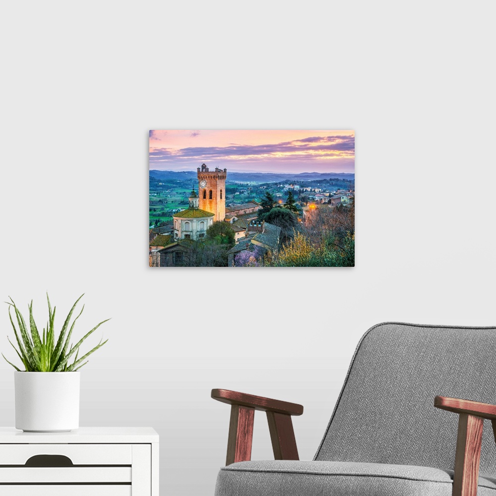 A modern room featuring Italy, Tuscany, Pisa district, San Miniato, View of the Torre di Matilde.
