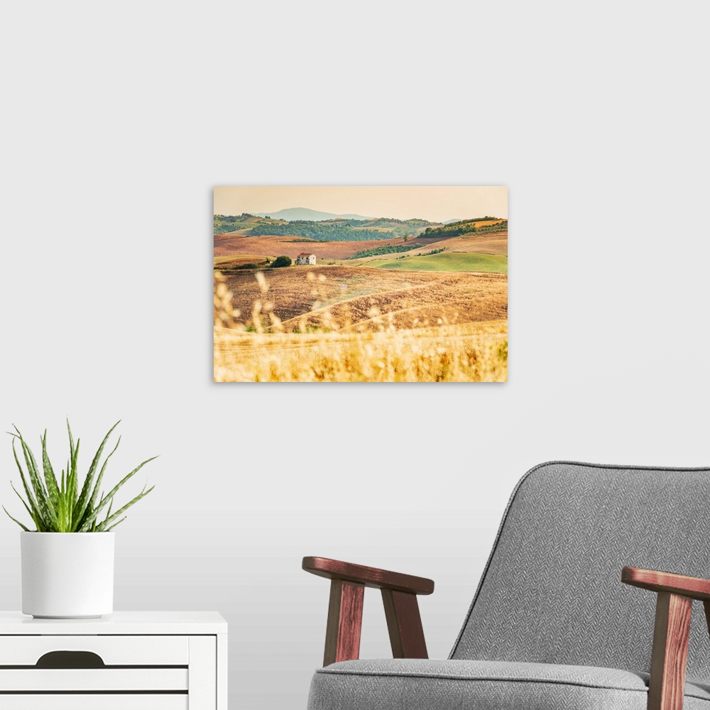 A modern room featuring Italy, Tuscany, Pisa district, Volterra, View of the hills