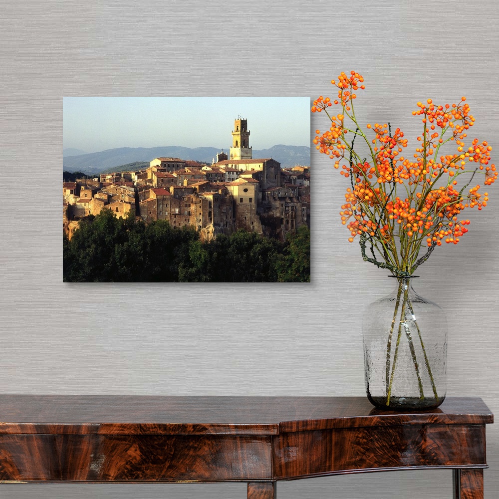 A traditional room featuring Italy, Tuscany, Pitigliano, view towards the town