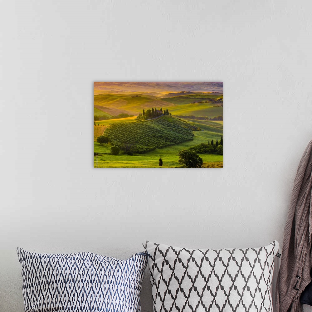 A bohemian room featuring Italy, Tuscany, Siena district, Orcia Valley, San Quirico d'Orcia, Podere Belvedere, typical farm...
