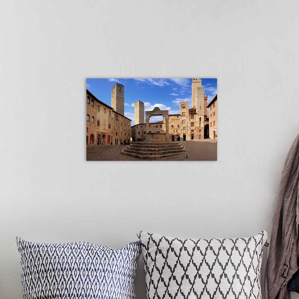 A bohemian room featuring Italy, Tuscany, San Gimingnano, Old town, square