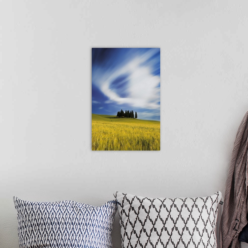A bohemian room featuring Italy, Tuscany, San Quirico d'Orcia, Typical landscape near San Quirico d'Orcia