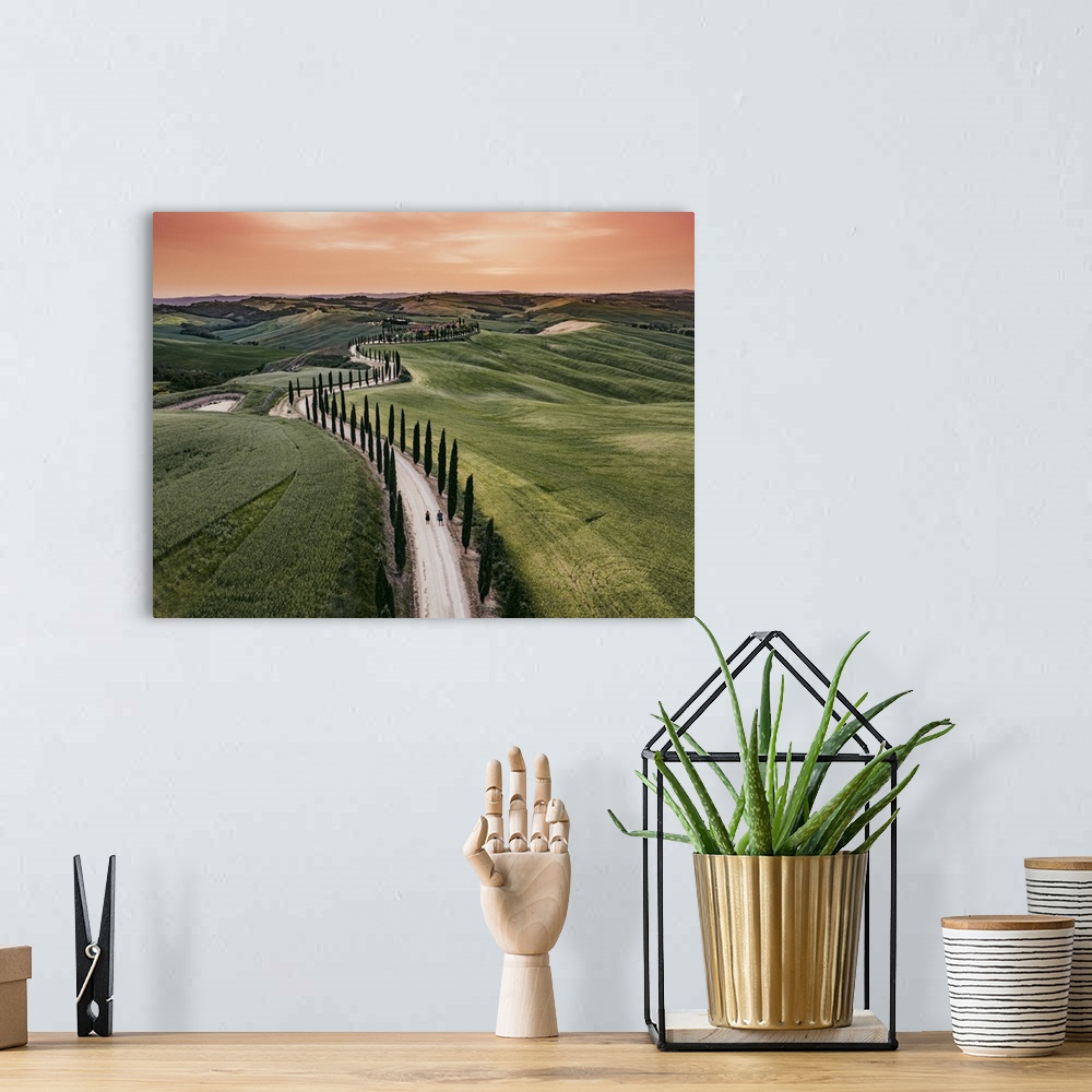 A bohemian room featuring Italy, Tuscany, Siena district, Asciano, Typical landscape of the Crete Senesi.