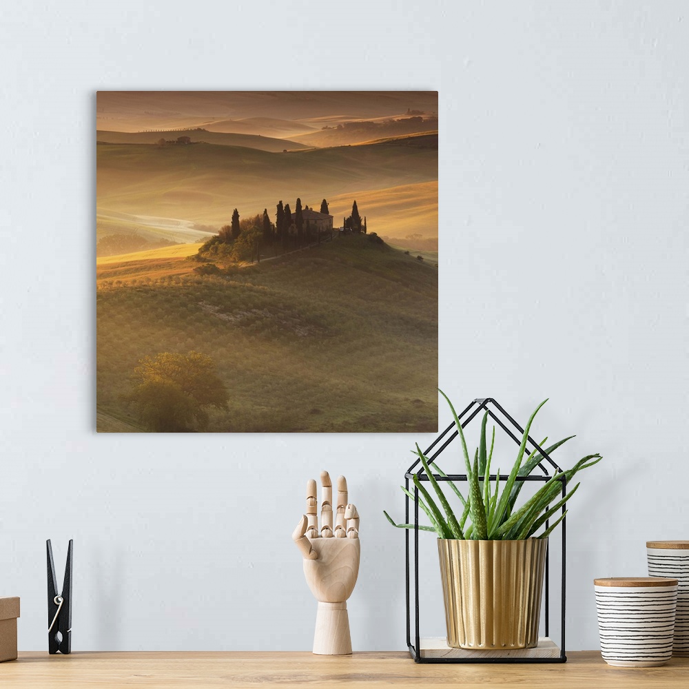 A bohemian room featuring Italy, Tuscany, Siena district, Orcia Valley, San Quirico d'Orcia, Casolare belvedere