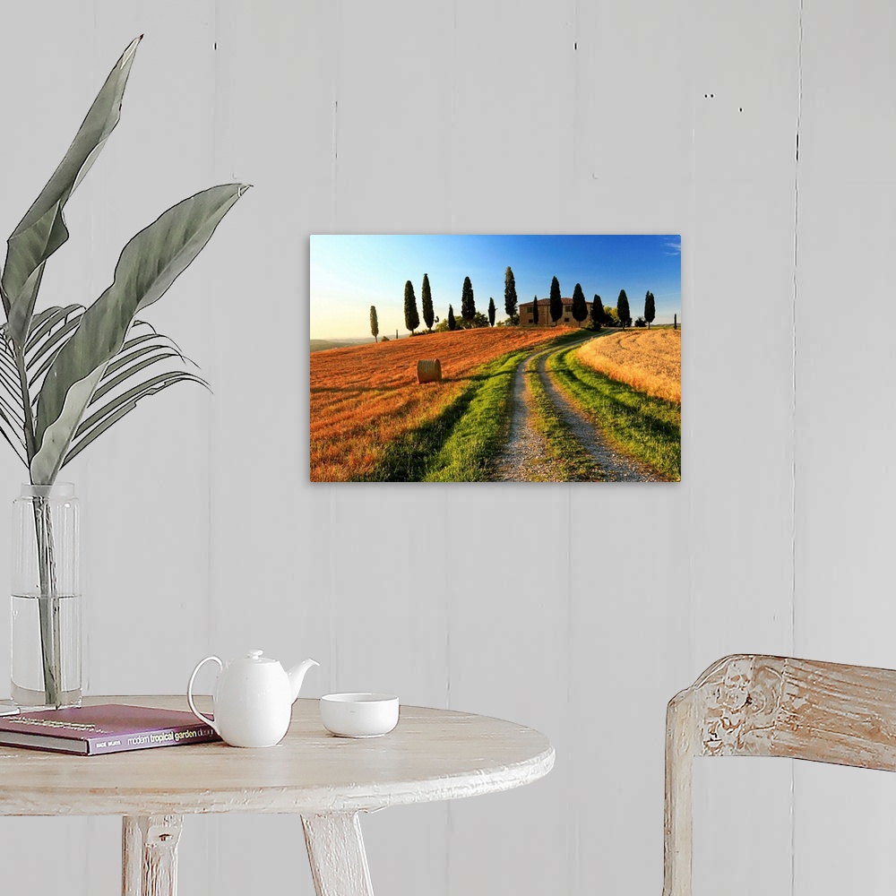 A farmhouse room featuring Italy, Tuscany, Siena district, Orcia Valley, Typical country house near Pienza