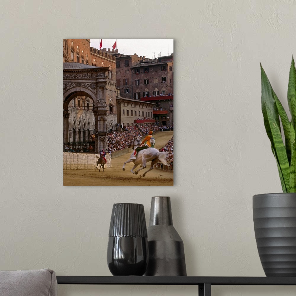 A modern room featuring Italy, Tuscany, Siena, Piazza del Campo, horse-race at Palio
