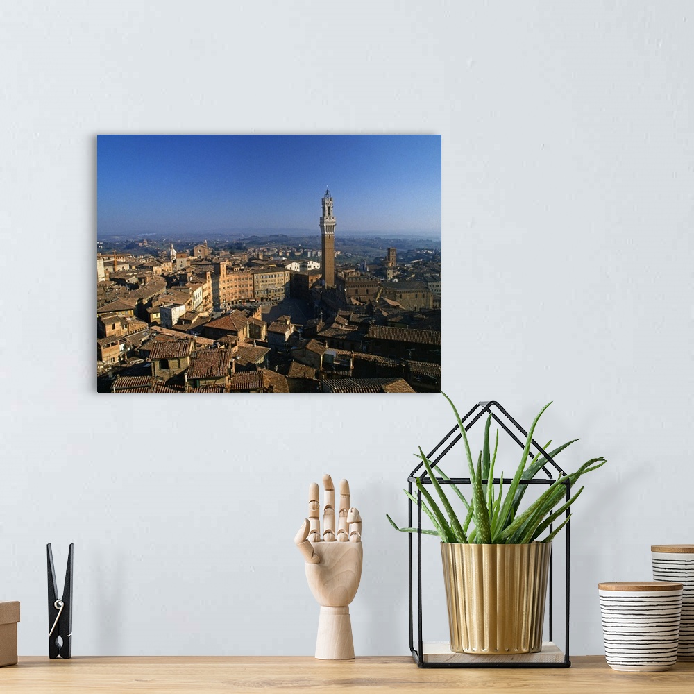 A bohemian room featuring Italy, Tuscany, Siena, View of Piazza del Campo from Belvedere (UNESCO World Heritage)