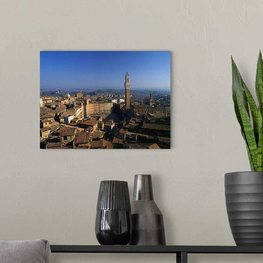 A modern room featuring Italy, Tuscany, Siena, View of Piazza del Campo from Belvedere (UNESCO World Heritage)