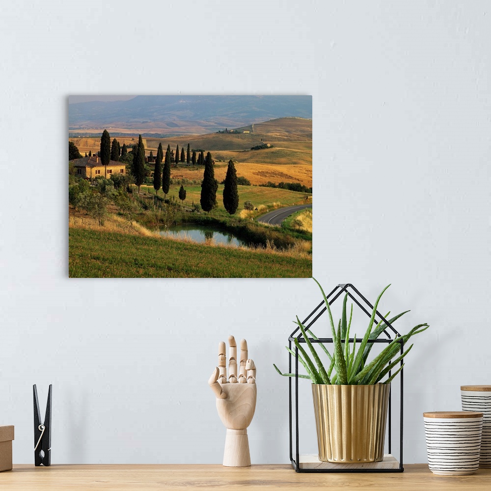 A bohemian room featuring Italy, Tuscany, Typical landscape near Pienza