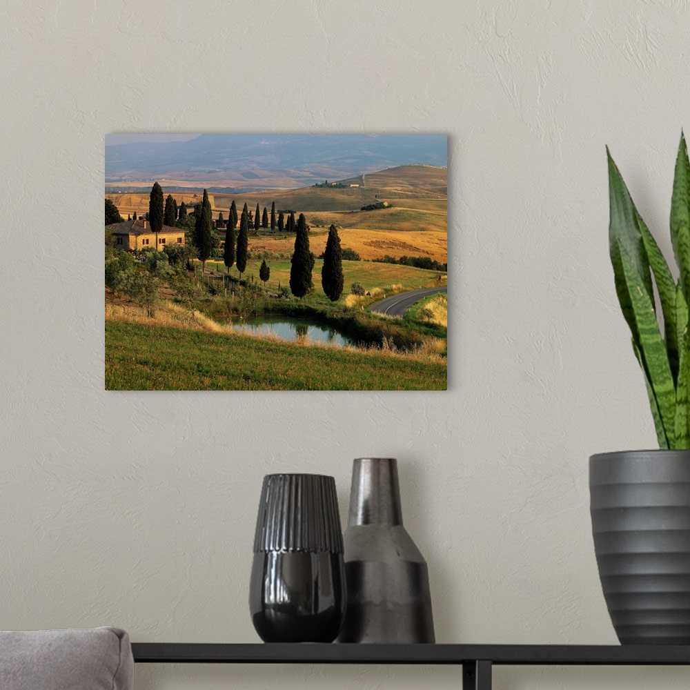 A modern room featuring Italy, Tuscany, Typical landscape near Pienza