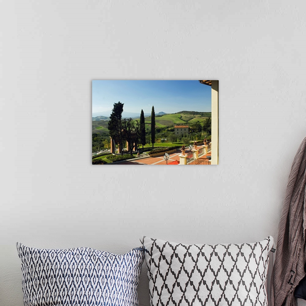 A bohemian room featuring Italy, Tuscany, view from a terrace of a bedroom at Fonteverde Terme