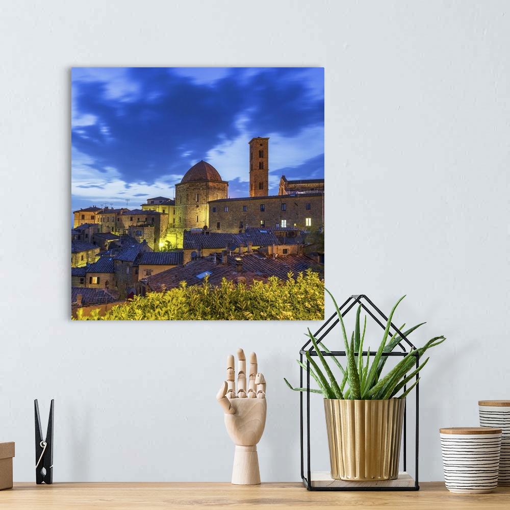 A bohemian room featuring Italy, Tuscany, Pisa district, Volterra, View of the town with the octagonal dome of Battistero d...