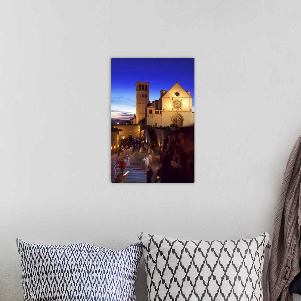 A bohemian room featuring Italy, Umbria, Assisi, Basilica of San Francesco, Good Friday procession