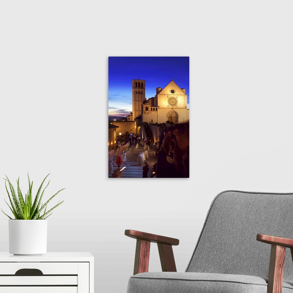 A modern room featuring Italy, Umbria, Assisi, Basilica of San Francesco, Good Friday procession